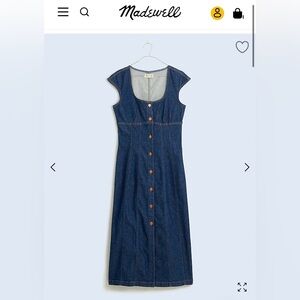 NWT Madewell Denim Square-Neck Midi Dress in Benton Wash, 2